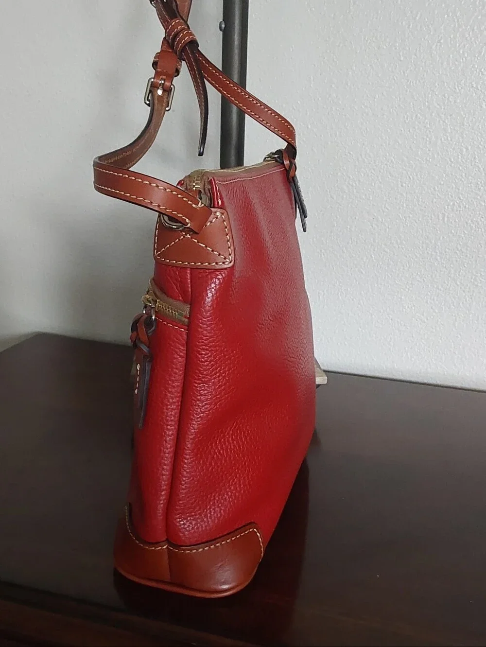 Dooney & Bourke Red Pebbled Leather Crossbody 